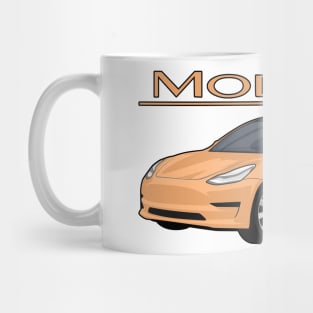The Model 3 Car electric vehicle Gold orange Mug